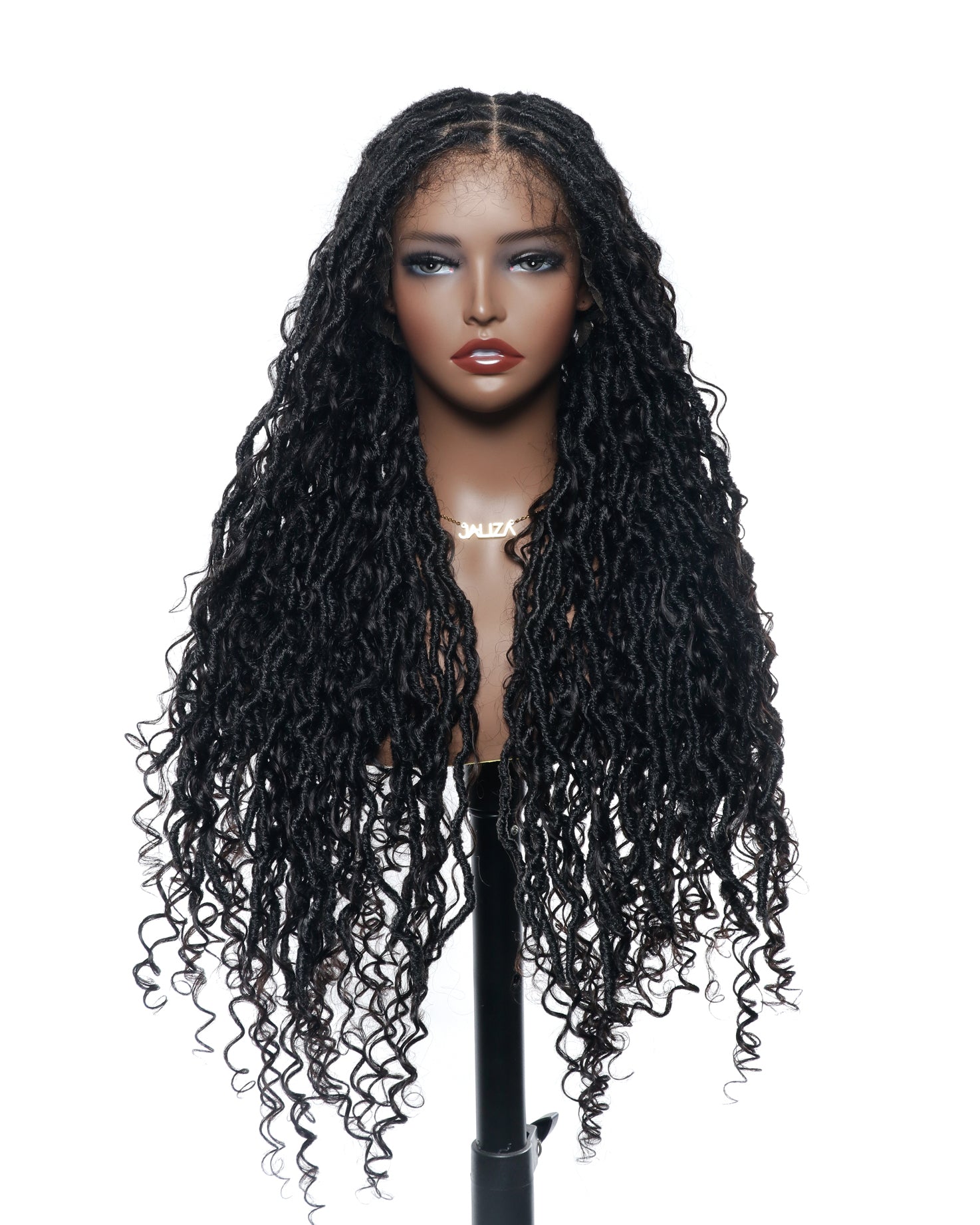 Perruque de Locs Boho sans nœuds en cheveux humains naturels avec boucles Boho et dentelle suisse HD, qualité salon