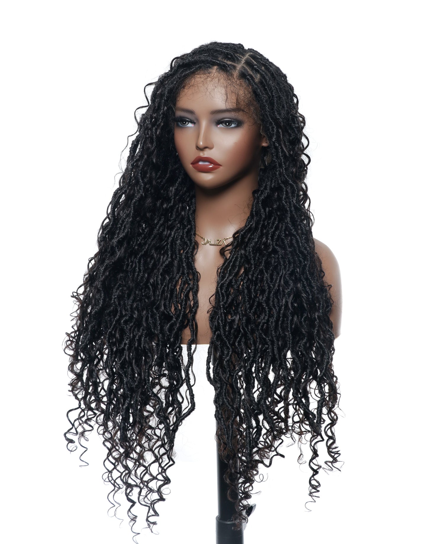 Perruque de Locs Boho sans nœuds en cheveux humains naturels avec boucles Boho et dentelle suisse HD, qualité salon