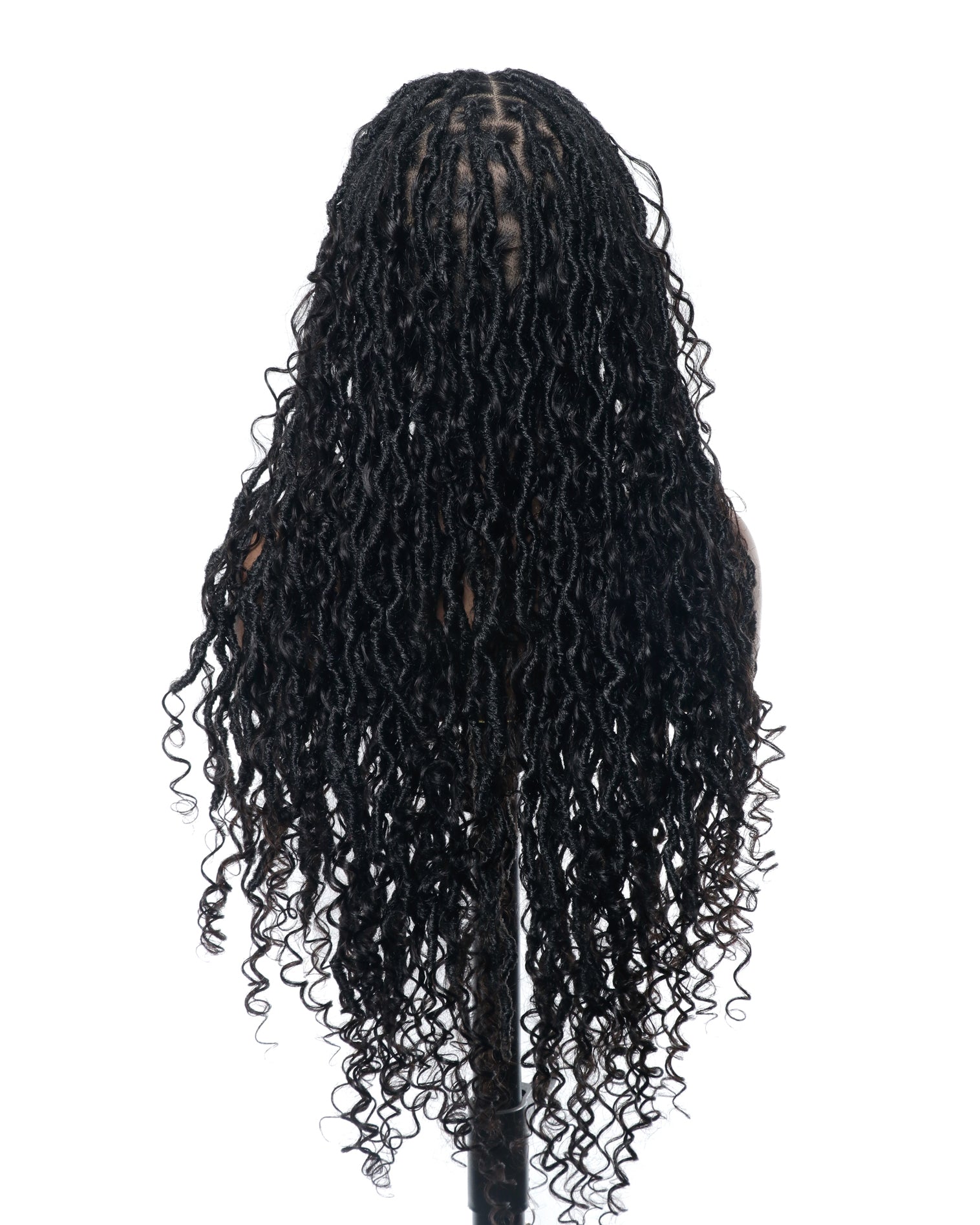Perruque de Locs Boho sans nœuds en cheveux humains naturels avec boucles Boho et dentelle suisse HD, qualité salon