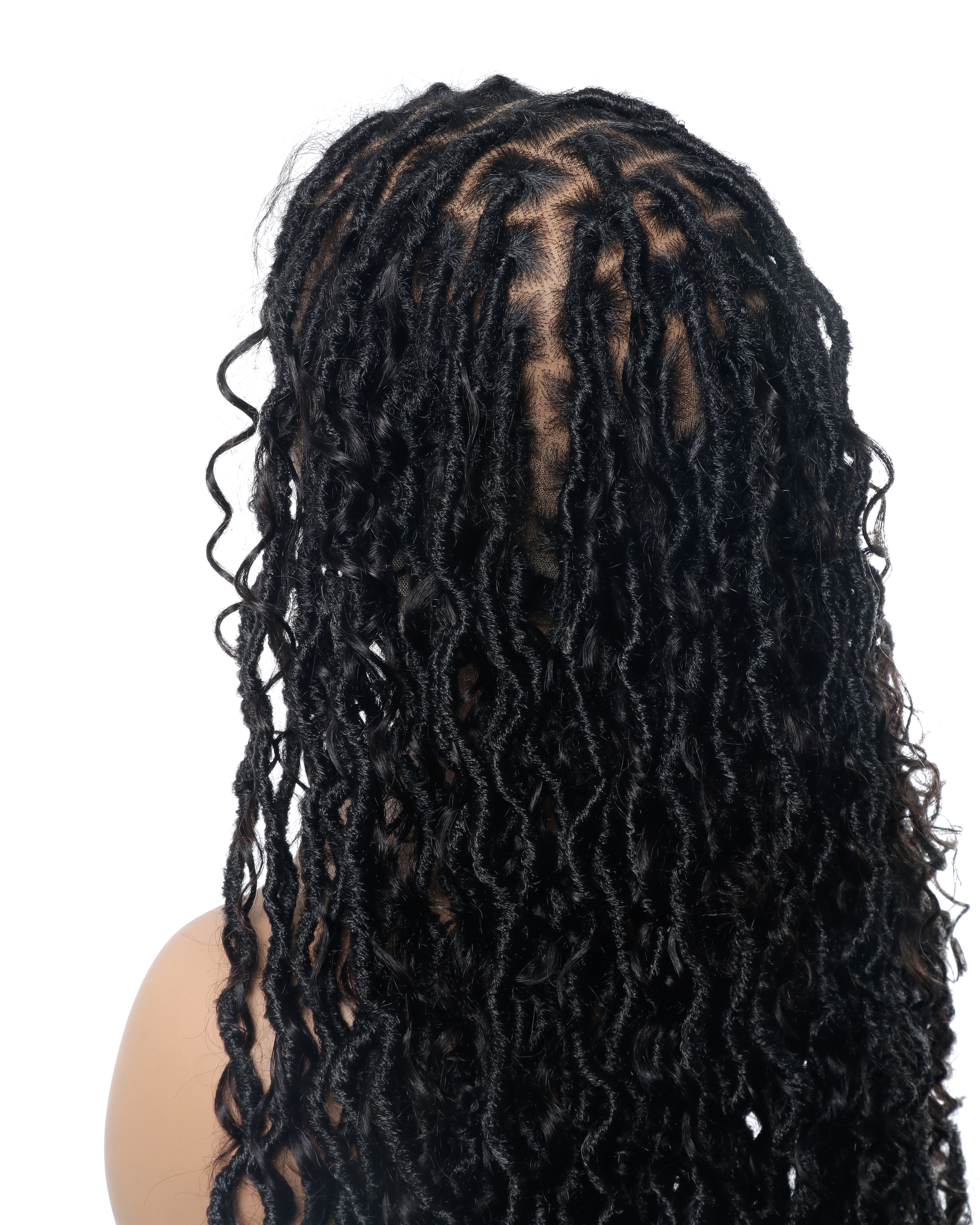Perruque de Locs Boho sans nœuds en cheveux humains naturels avec boucles Boho et dentelle suisse HD, qualité salon