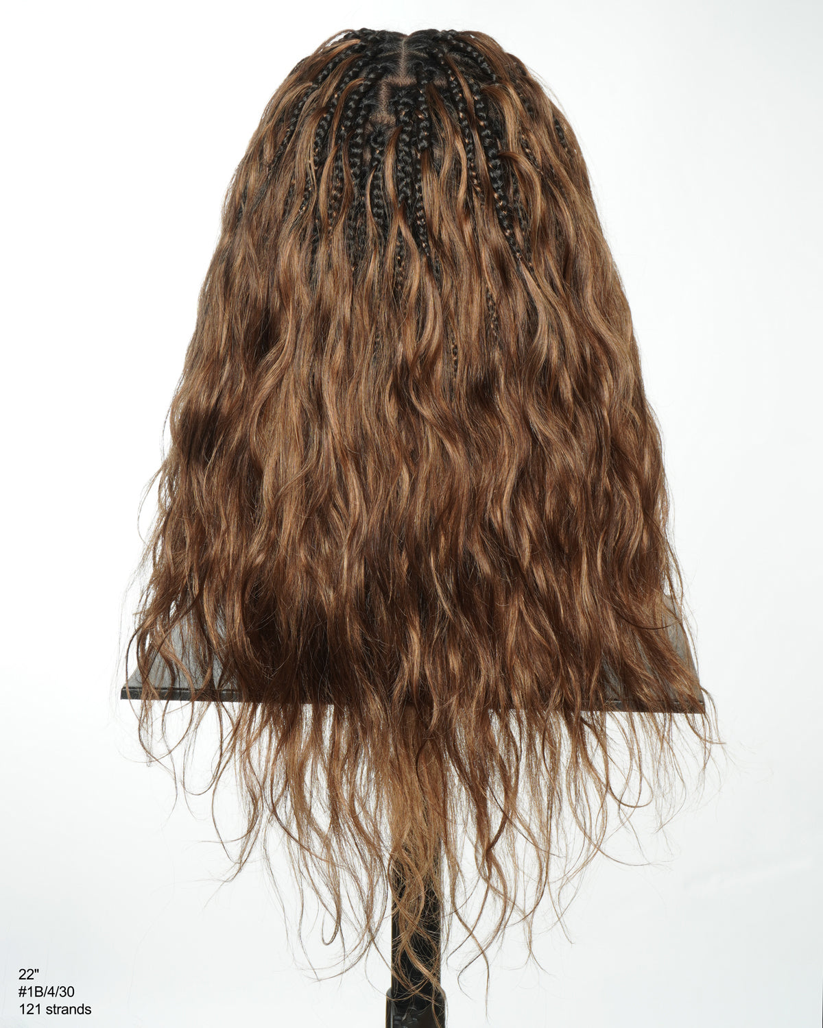 Perruque tressée bohème ondulée en cheveux humains, conception personnalisée - 121 mèches