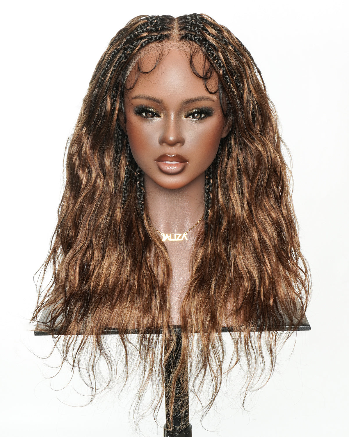 Perruque Bora Bora Michelle mélange brun caramel chaud couleur 4/30 cheveux humains pré-décolorés sans nœuds