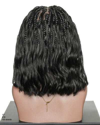 Perruque tressée bohème ondulée en cheveux humains, conception personnalisée - 121 mèches