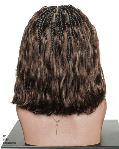 Perruque tressée bohème ondulée en cheveux humains, conception personnalisée - 121 mèches