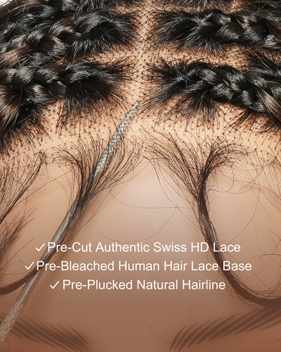 Perruque tressée bohème ondulée en cheveux humains, conception personnalisée - 121 mèches