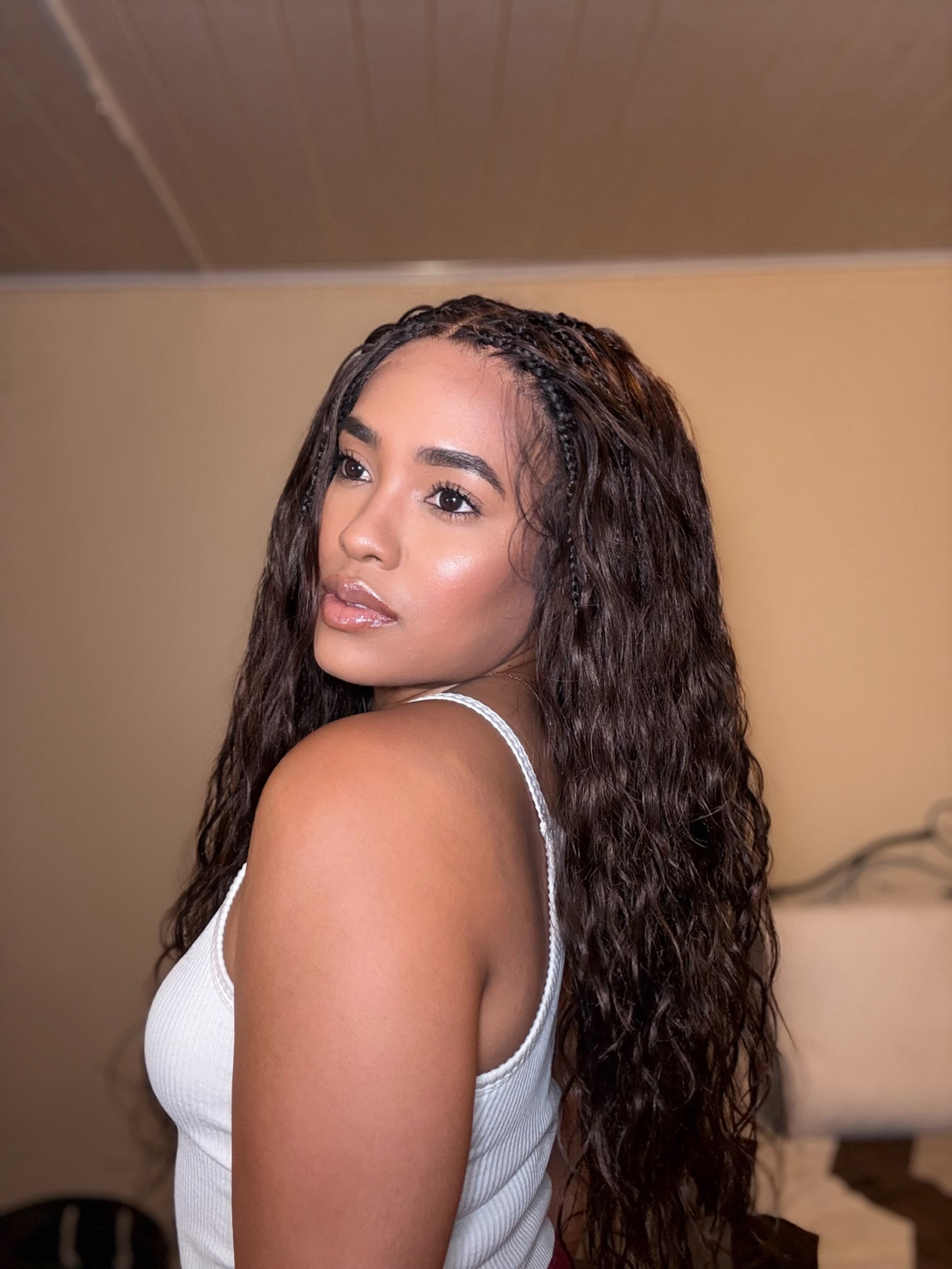Michelle Perruque tressée en dentelle complète suisse HD de 40 à 66 cm, cheveux humains, ondulés, décolorés, couleur #4