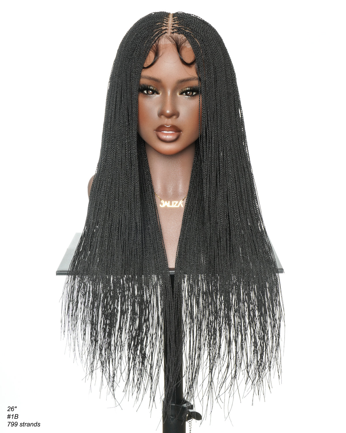 Mica - Perruque HD Suisse pré-décolorée, 26" et 36", à lacets complets, torsades sénégalaises micro sans nœuds, 799 mèches