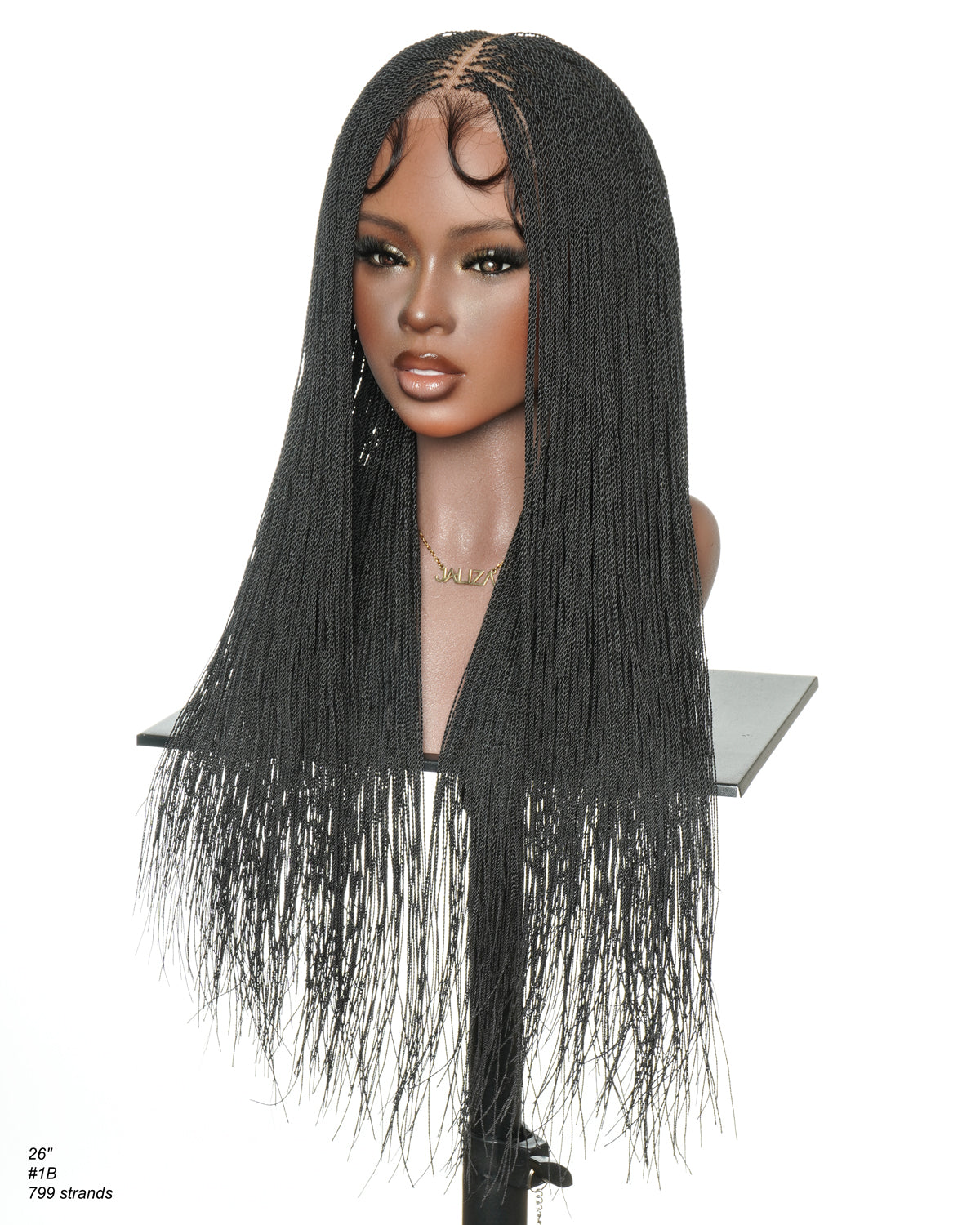 Mica - Perruque HD Suisse pré-décolorée, 26" et 36", à lacets complets, torsades sénégalaises micro sans nœuds, 799 mèches