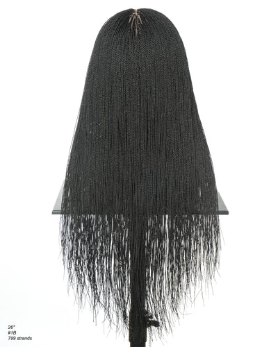 Mica - Perruque HD Suisse pré-décolorée, 26" et 36", à lacets complets, torsades sénégalaises micro sans nœuds, 799 mèches