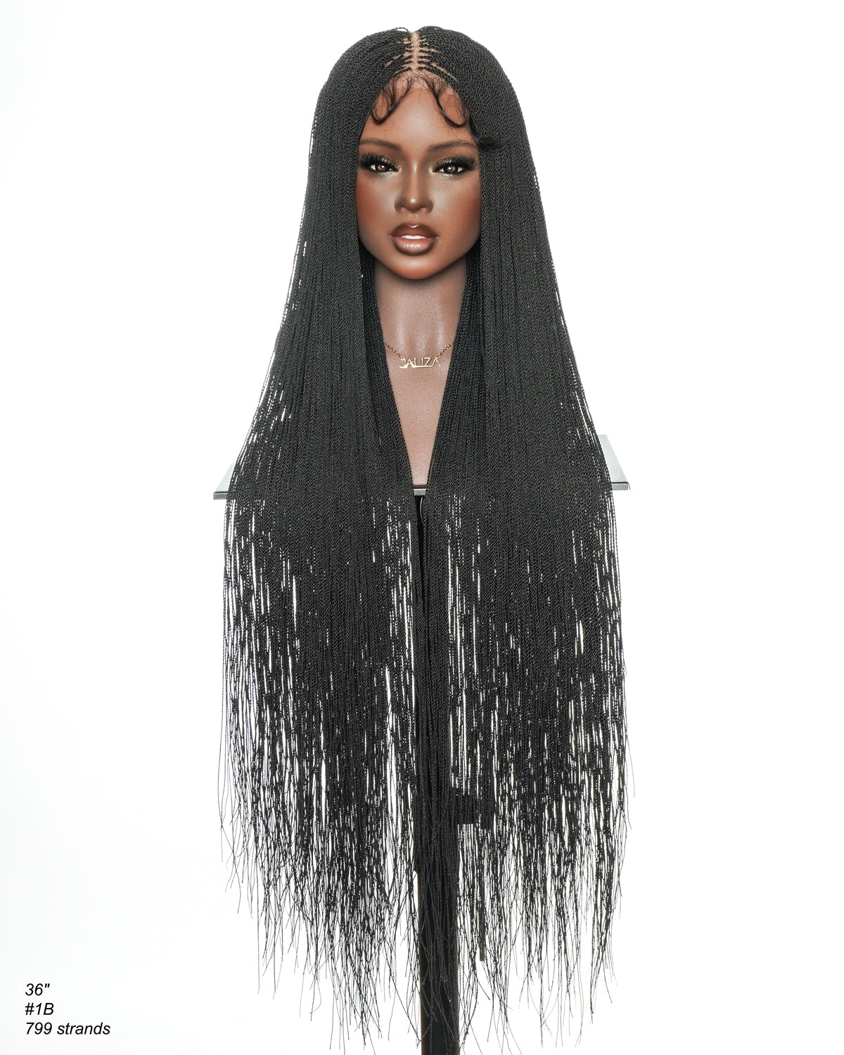 Mica - Perruque HD Suisse pré-décolorée, 26" et 36", à lacets complets, torsades sénégalaises micro sans nœuds, 799 mèches