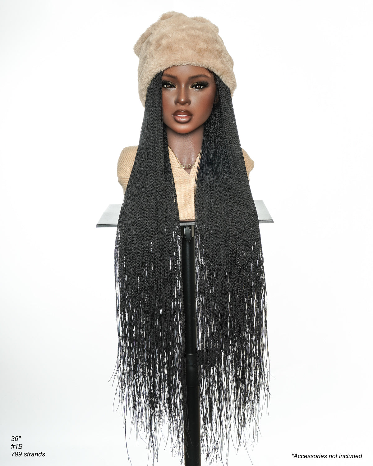 Mica - Perruque HD Suisse pré-décolorée, 26" et 36", à lacets complets, torsades sénégalaises micro sans nœuds, 799 mèches