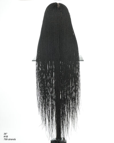Mica - Perruque HD Suisse pré-décolorée, 26" et 36", à lacets complets, torsades sénégalaises micro sans nœuds, 799 mèches