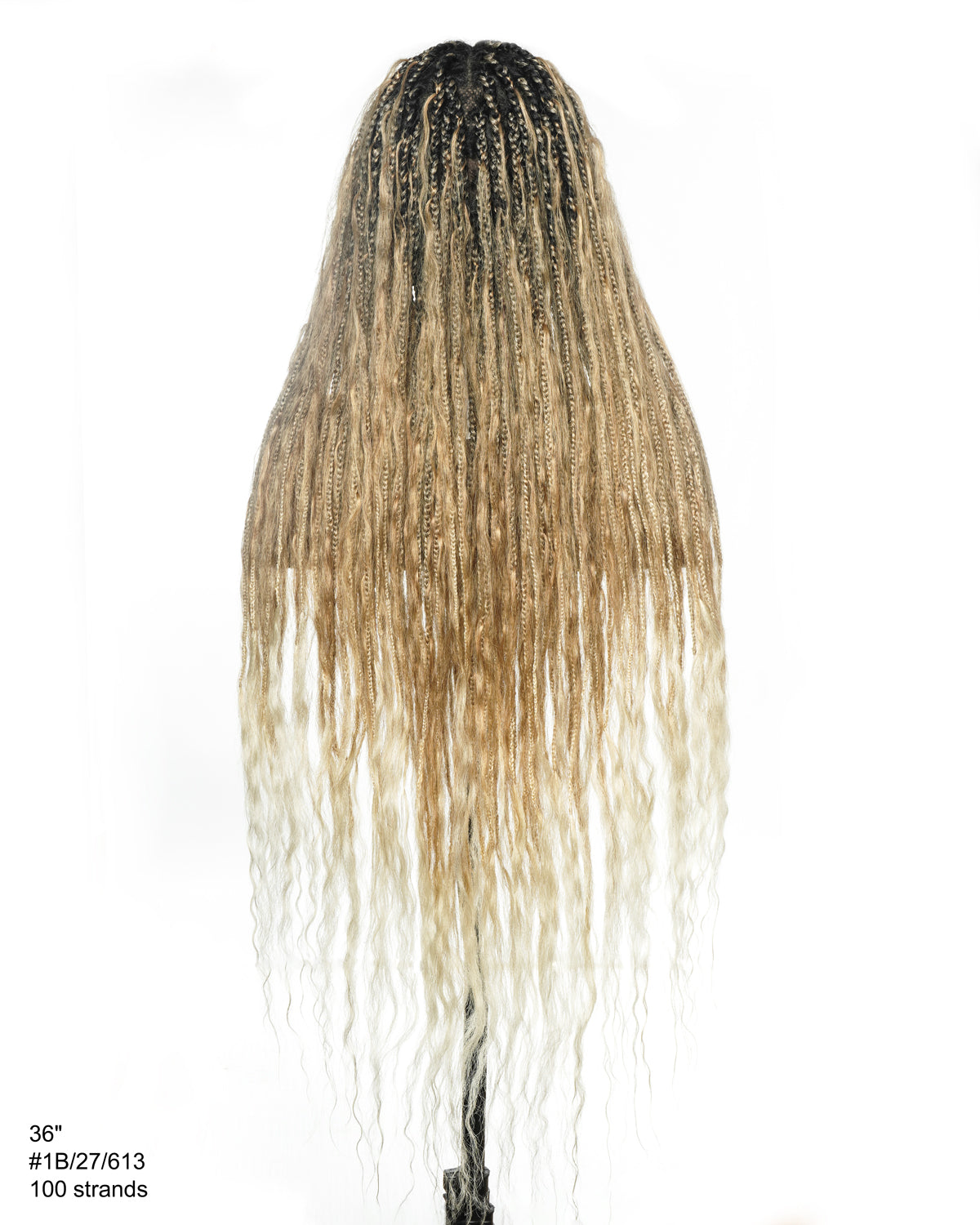 Perruque Tressée Full Lace HD Pré-décolorée, Balayage Mixte Couleur 27/613, Cheveux Humains Bouclés Mouillés et Ondulés, 36 pouces, Nœuds Invisibles, Style Bohème