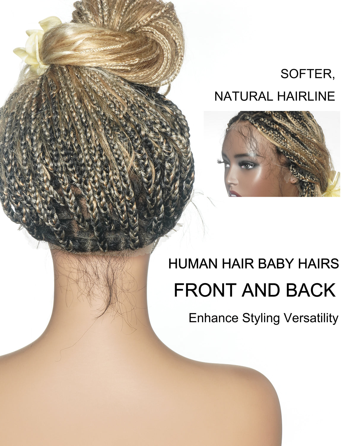Perruque Tressée Full Lace HD Pré-décolorée, Balayage Mixte Couleur 27/613, Cheveux Humains Bouclés Mouillés et Ondulés, 36 pouces, Nœuds Invisibles, Style Bohème