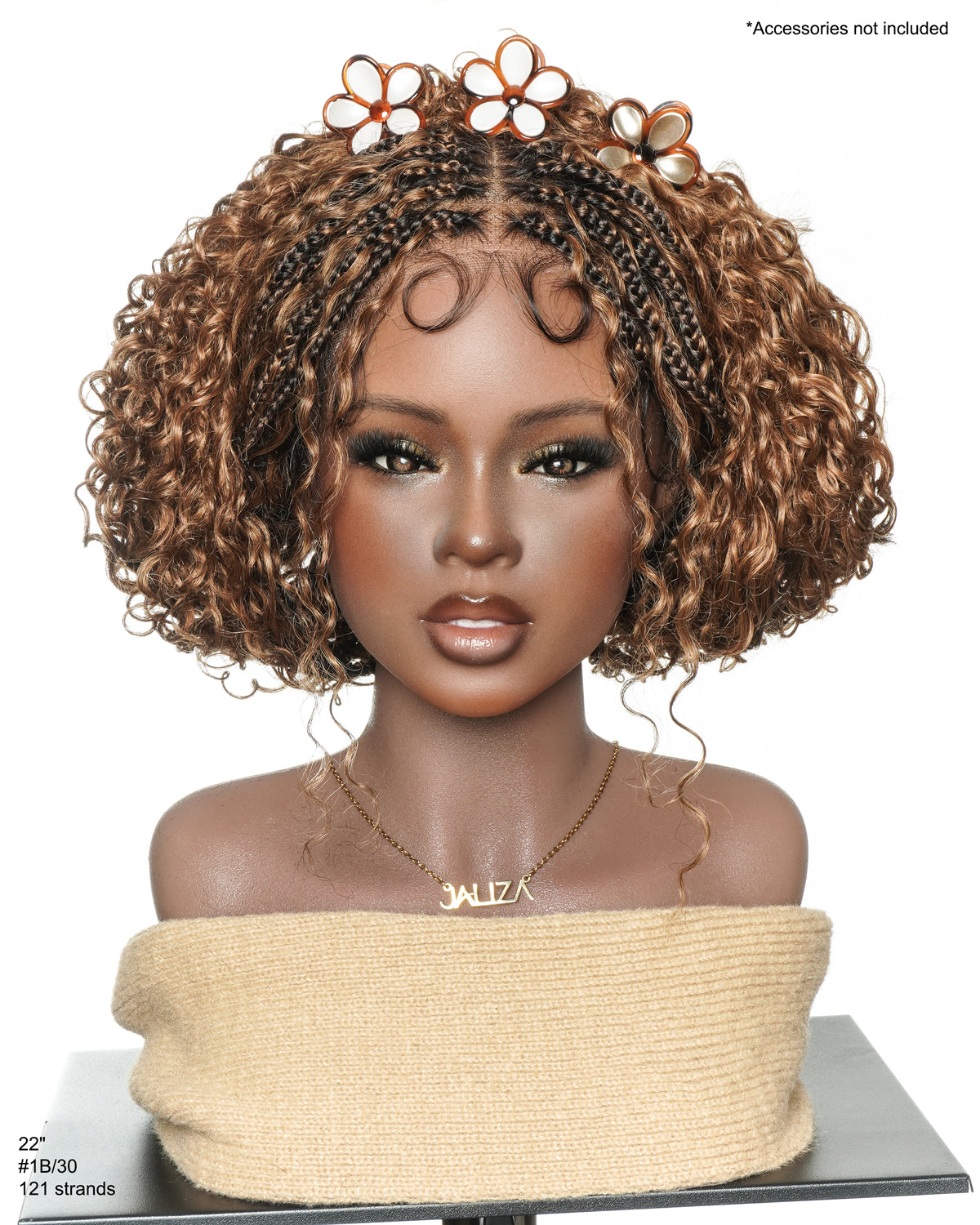Nami - Bonnet à cordon sans colle Cheveux humains ondulés Boucles pré-décolorées Dentelle HD Suisse Perruque tressée de tresses Boho sans nœuds