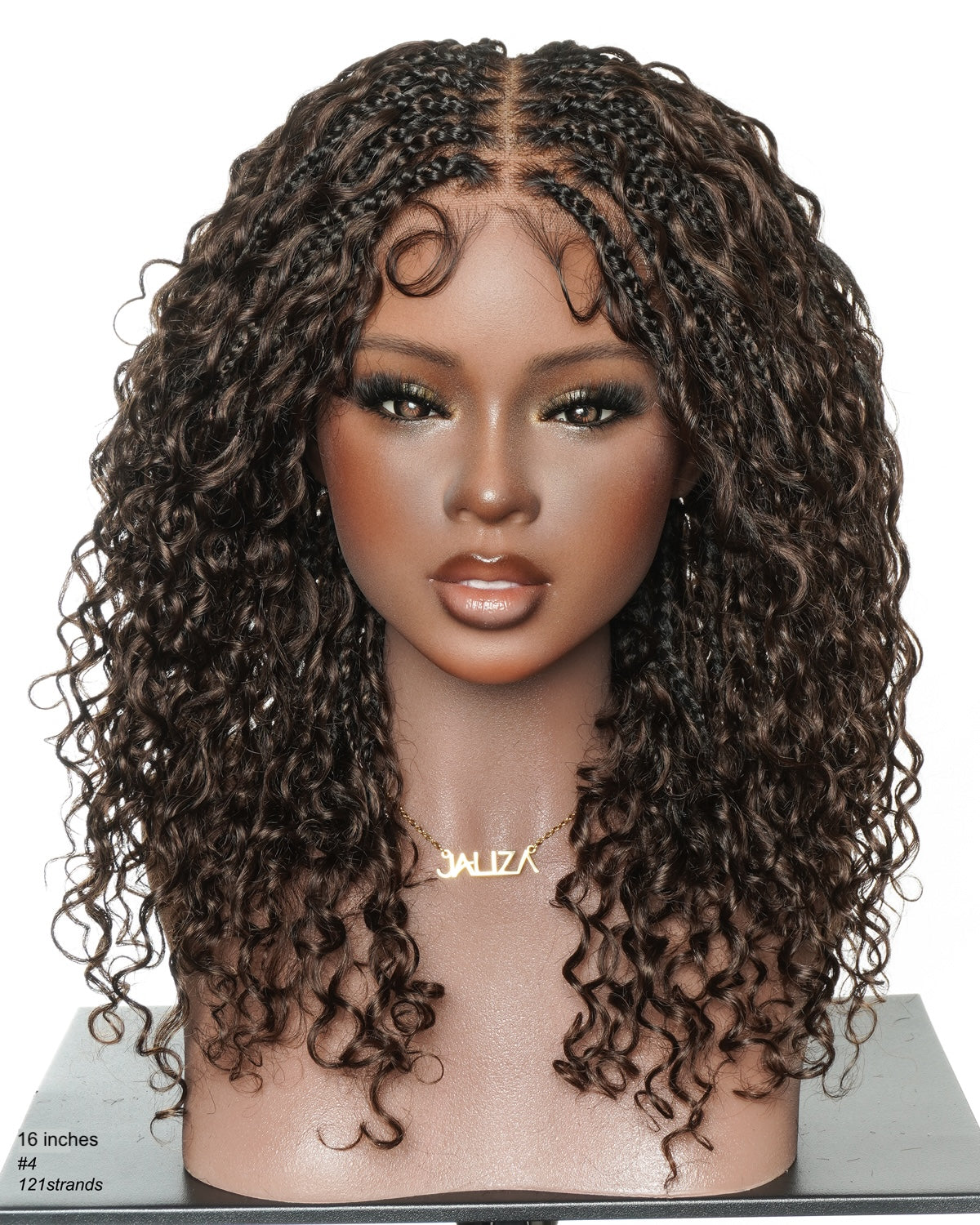 Nami - Perruque tressée de type Boho avec cordon de serrage, 100 % cheveux humains, bonnet et lace frontale suisse HD, coupe pré-coiffée, décolorée et épilée