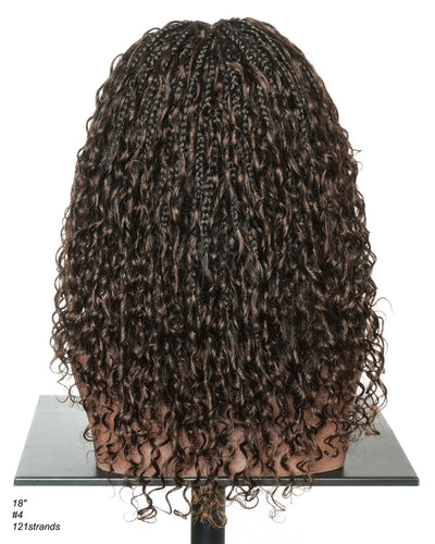 Nami - Bonnet à cordon sans colle Cheveux humains ondulés Boucles pré-décolorées Dentelle HD Suisse Perruque tressée de tresses Boho sans nœuds