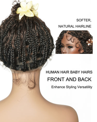 Nami - Bonnet à cordon sans colle Cheveux humains ondulés Boucles pré-décolorées Dentelle HD Suisse Perruque tressée de tresses Boho sans nœuds