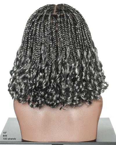 Nina - Perruque tressée de 12 pouces pré-décolorée suisse HD Full Lace Box Braid avec des pointes bouclées en cheveux humains