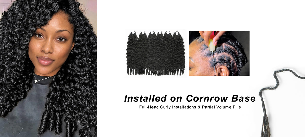 Install instruction of JALIZA Miracle Knots Human Hair Burmese Curly Feather Crochet Hair 18 inches on cornrow