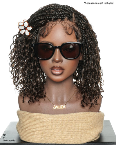 Gloria 12" Bob - Perruque tressée de style Boho, sans colle, en dentelle élastique, avec bonnet JALIZA Slip-On™, ondulations d'eau