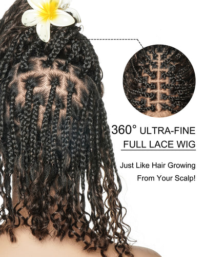 Gloria 12" Bob - Perruque tressée de style Boho, sans colle, en dentelle élastique, avec bonnet JALIZA Slip-On™, ondulations d'eau