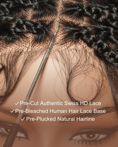 Gloria 12" Bob - Perruque tressée de style Boho, sans colle, en dentelle élastique, avec bonnet JALIZA Slip-On™, ondulations d'eau