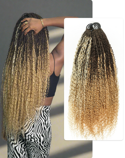 Tresses au crochet Solana - 30" Couleur Mixte #4 30 27 613 Boucles Boho au crochet pré-bouclées avec cheveux humains (110 mèches)