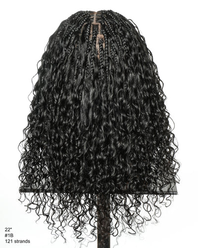 Tiana - Perruque Tressée en Cheveux Humains Pré-décolorés Bouclés Espagnols Miracle Braids Boho Swiss HD Full Lace