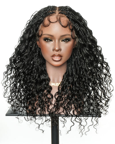 Tiana - Perruque Tressée en Cheveux Humains Pré-décolorés Bouclés Espagnols Miracle Braids Boho Swiss HD Full Lace