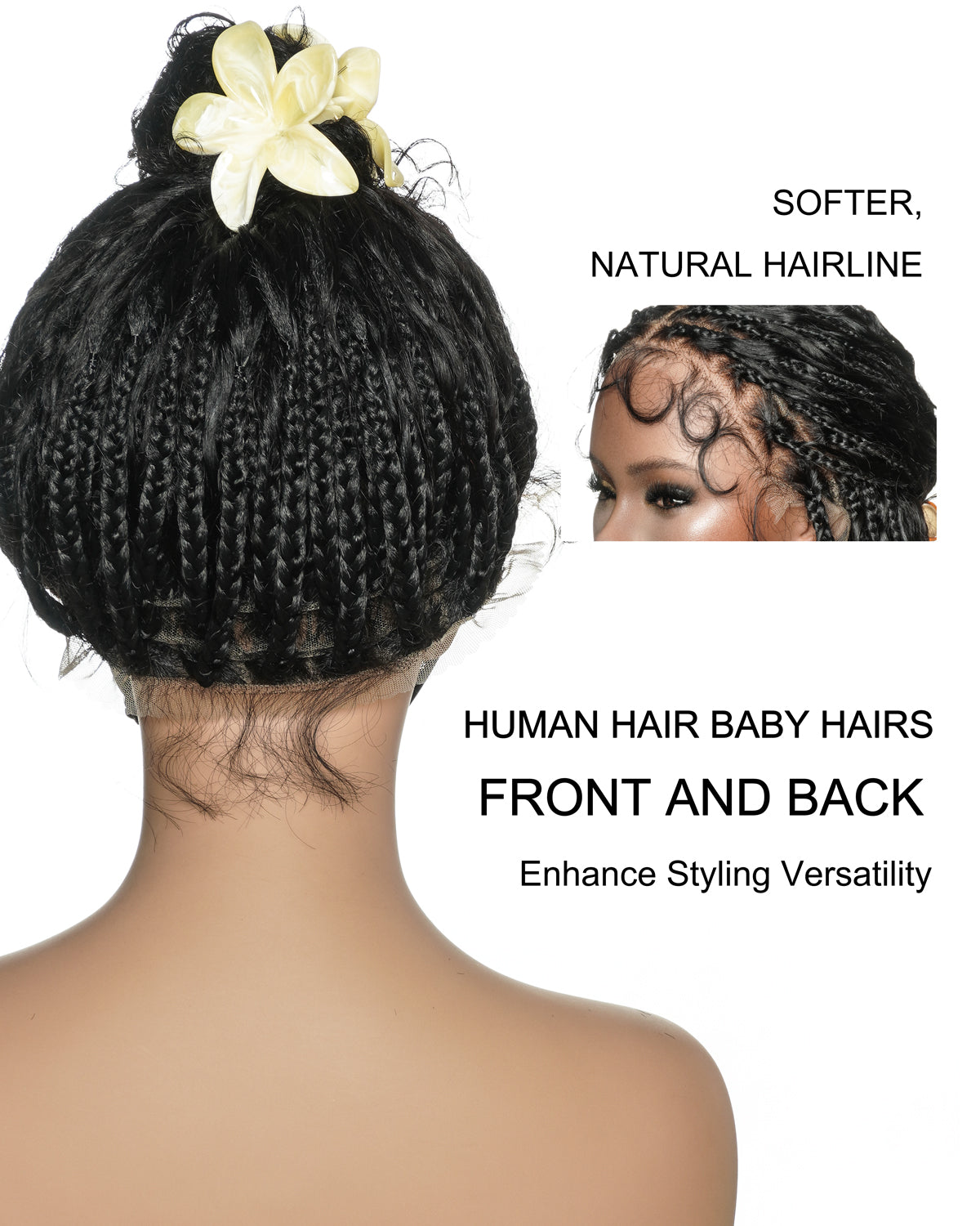 Tiana - Perruque Tressée en Cheveux Humains Pré-décolorés Bouclés Espagnols Miracle Braids Boho Swiss HD Full Lace