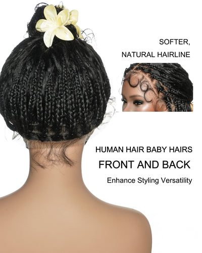 Tiana - Perruque Tressée en Cheveux Humains Pré-décolorés Bouclés Espagnols Miracle Braids Boho Swiss HD Full Lace