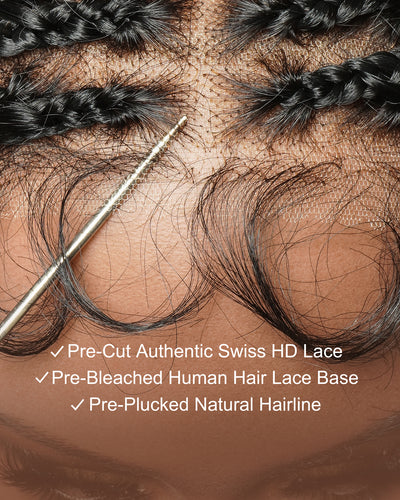 Tiana - Perruque Tressée en Cheveux Humains Pré-décolorés Bouclés Espagnols Miracle Braids Boho Swiss HD Full Lace