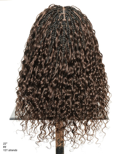 Tiana - Perruque Tressée en Cheveux Humains Pré-décolorés Bouclés Espagnols Miracle Braids Boho Swiss HD Full Lace