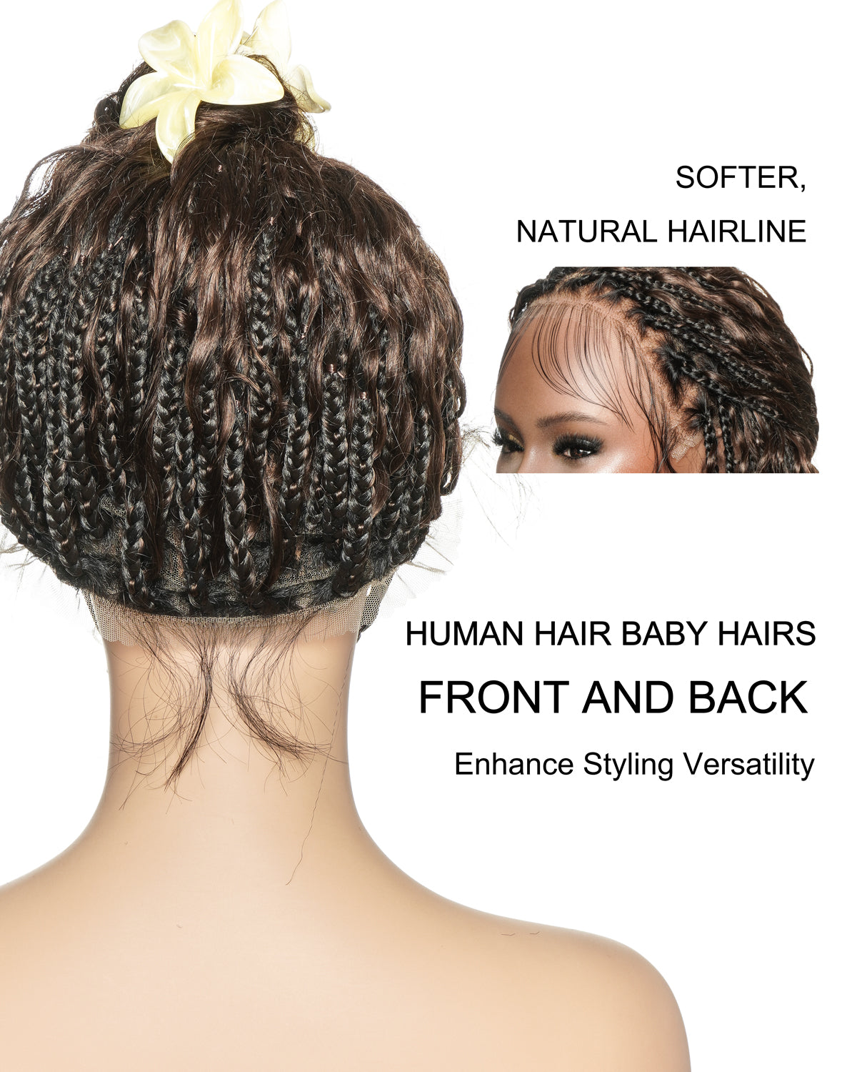 Tiana - Perruque Tressée en Cheveux Humains Pré-décolorés Bouclés Espagnols Miracle Braids Boho Swiss HD Full Lace