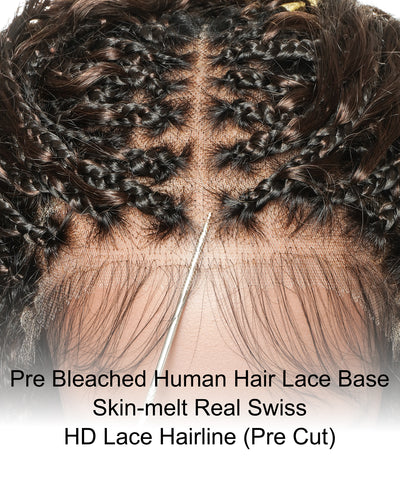 Tiana - Perruque Tressée en Cheveux Humains Pré-décolorés Bouclés Espagnols Miracle Braids Boho Swiss HD Full Lace