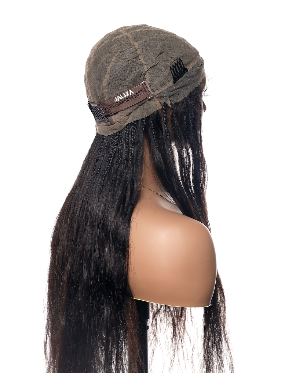 Perruque tressée boîte bohème Bora Bora en cheveux humains bouclés, pré-décolorée, dentelle frontale HD complète, 26", très fournie, 121 mèches