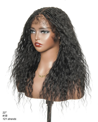 Raina - Perruque tressée Bohème ondulée et humide, adaptée aux petites têtes (bonnet de petite taille pour petite tête)