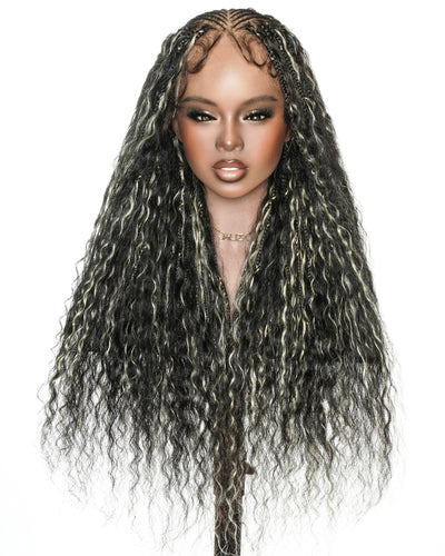 Avery - Perruque Tressée Fulani 2 Étapes 4/613 Boho Box Braids Super Vague