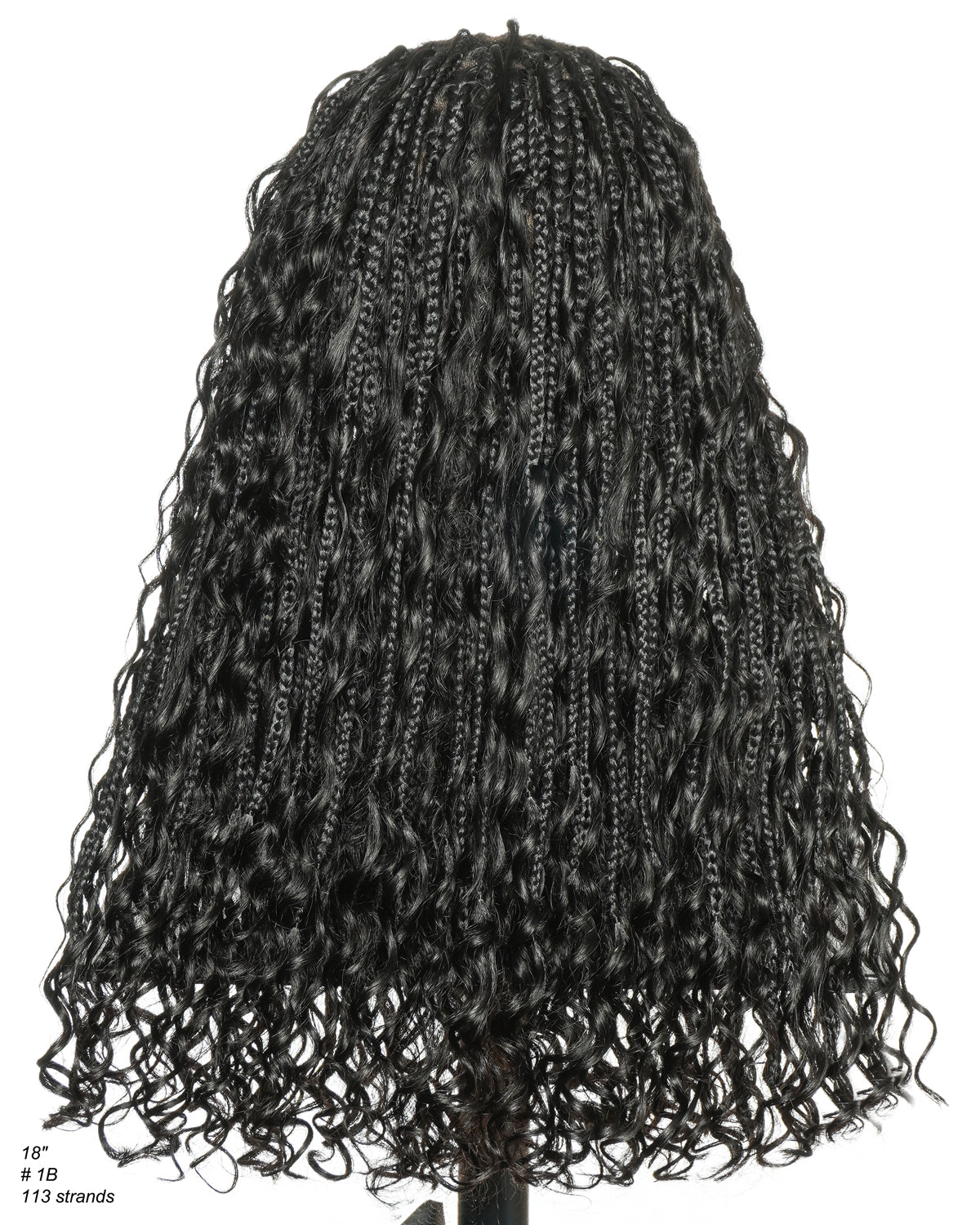 Avery Fulani Cheveux Humains Perruque Sans Colle Lace Suisse HD Tressée en Cornrows Devant Tresses Boîte Bohème Ondulées 60 cm