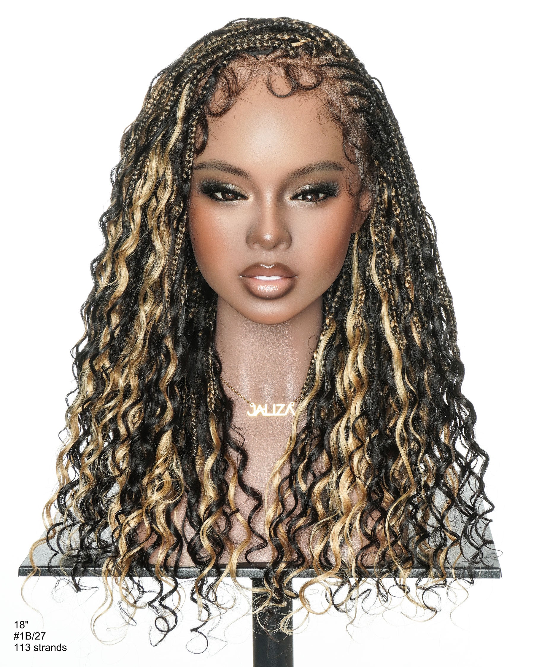 Perruque tressée de cheveux humains Fulani Avery 18" - couleur mélangée