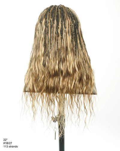 Avery - Perruque tressée de 24 pouces avec tresses Fulani Body Wave en cheveux humains et tresses cornrow style bohème