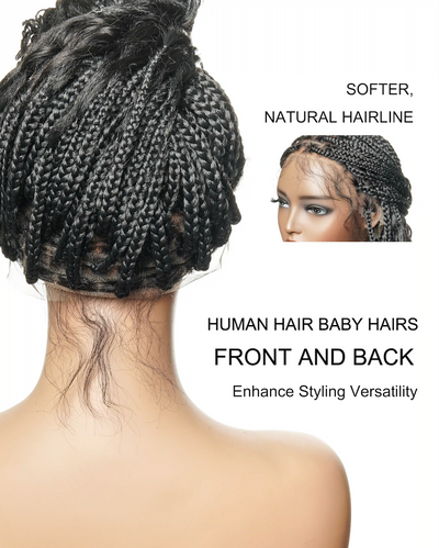 Nina - Perruque tressée sans colle, petite tête, bouts bouclés (bonnet petite taille pour petite tête)