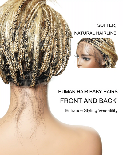 Cheveux humains Super Boho Couleur #27/613 Cheveux humains pré-décolorés Perruque tressée de type Boho sans nœuds avec dentelle, très dense, 100 mèches
