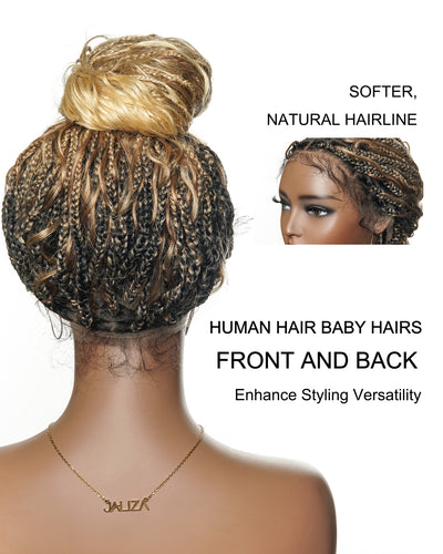 Wavina - Perruque tressée de 24 pouces avec tresses ondulées et vagues bohèmes en cheveux naturels