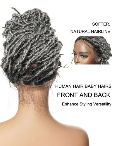 Perruque tressée de qualité professionnelle, sans nœuds, à locs, avec dentelle complète HD, 24", 80 brins