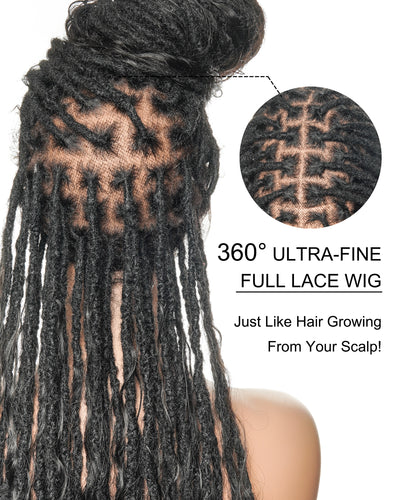 Perruque 100 % cheveux naturels, qualité salon, pré-décolorée, HD, entièrement en dentelle, Locs Boho sans nœuds, 100 mèches