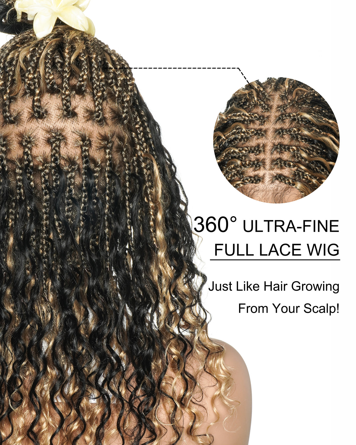Lumina - 18" Piano Color Swiss HD Full Lace Human Hair Boho Braided Wig