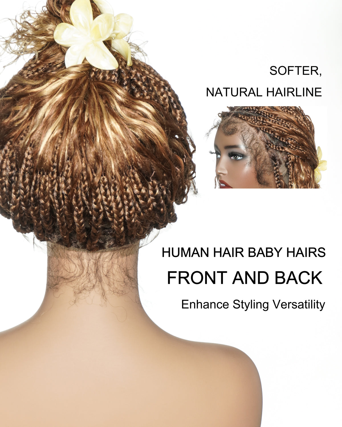 Lumina - 18" Piano Color Swiss HD Full Lace Human Hair Boho Braided Wig