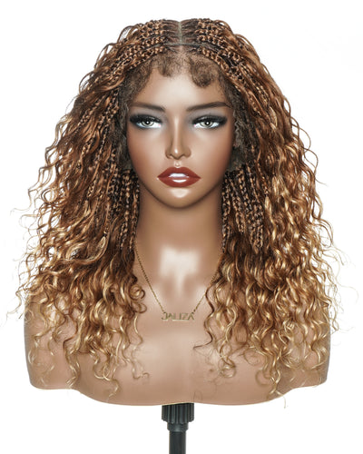 Lumina - 18" Piano Color Swiss HD Full Lace Human Hair Boho Braided Wig